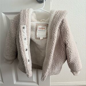 Cat & Jack Sherpa Hooded Puffer Jacket - Light Taupe